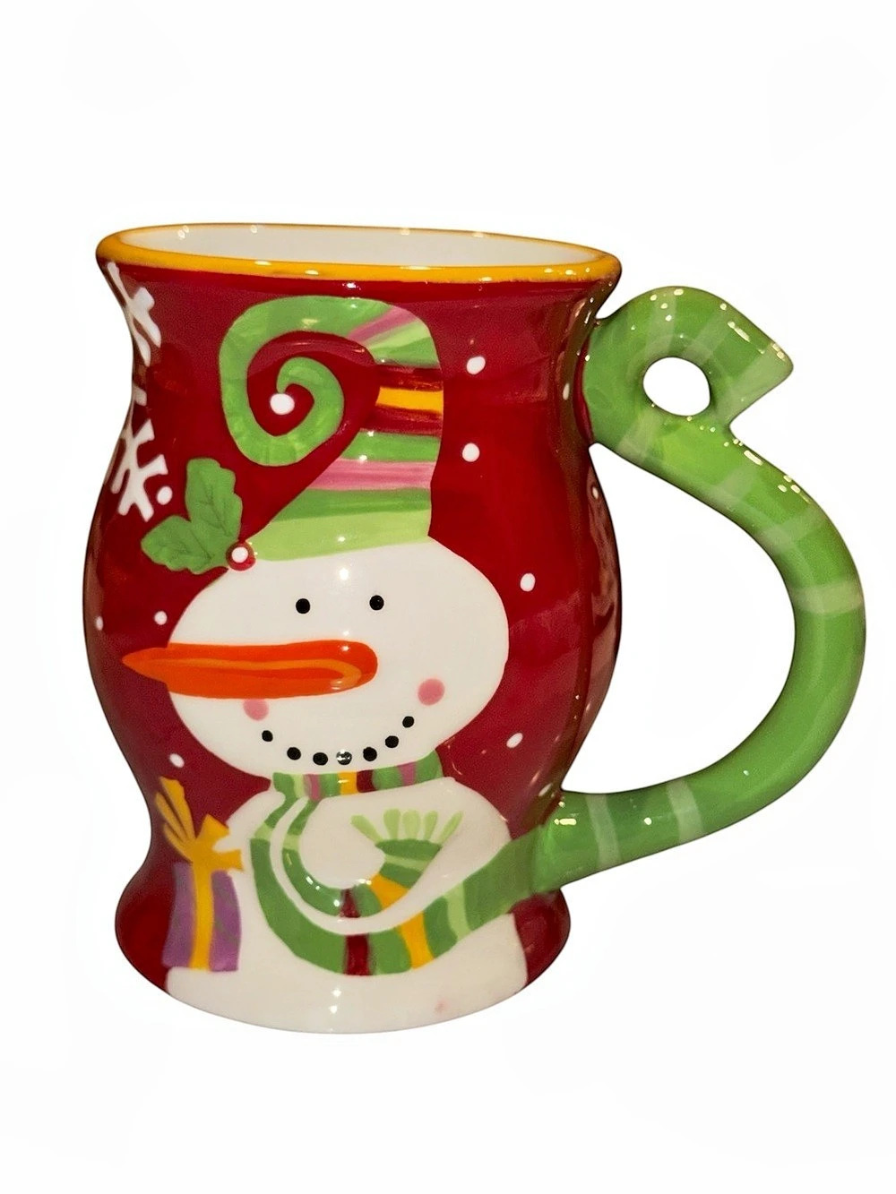 Piperlily Snowman Mug Red & Green Like New